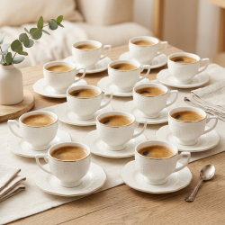 Coffee Cup and Saucer Set - 12 Pcs